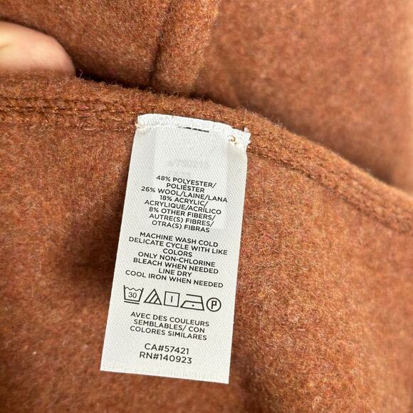 ANN TAYLOR LOFT Oversized Wrap Wool Blend Heather Camel Tan Acorn Sz M/L {129} - Picture 5 of 6
